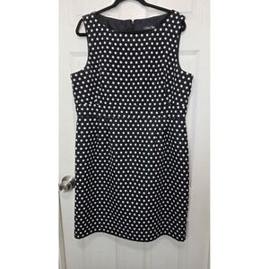Chelsea Rose Polka Dot Dress Women's 18 Black White Sheath Retro Formal Career